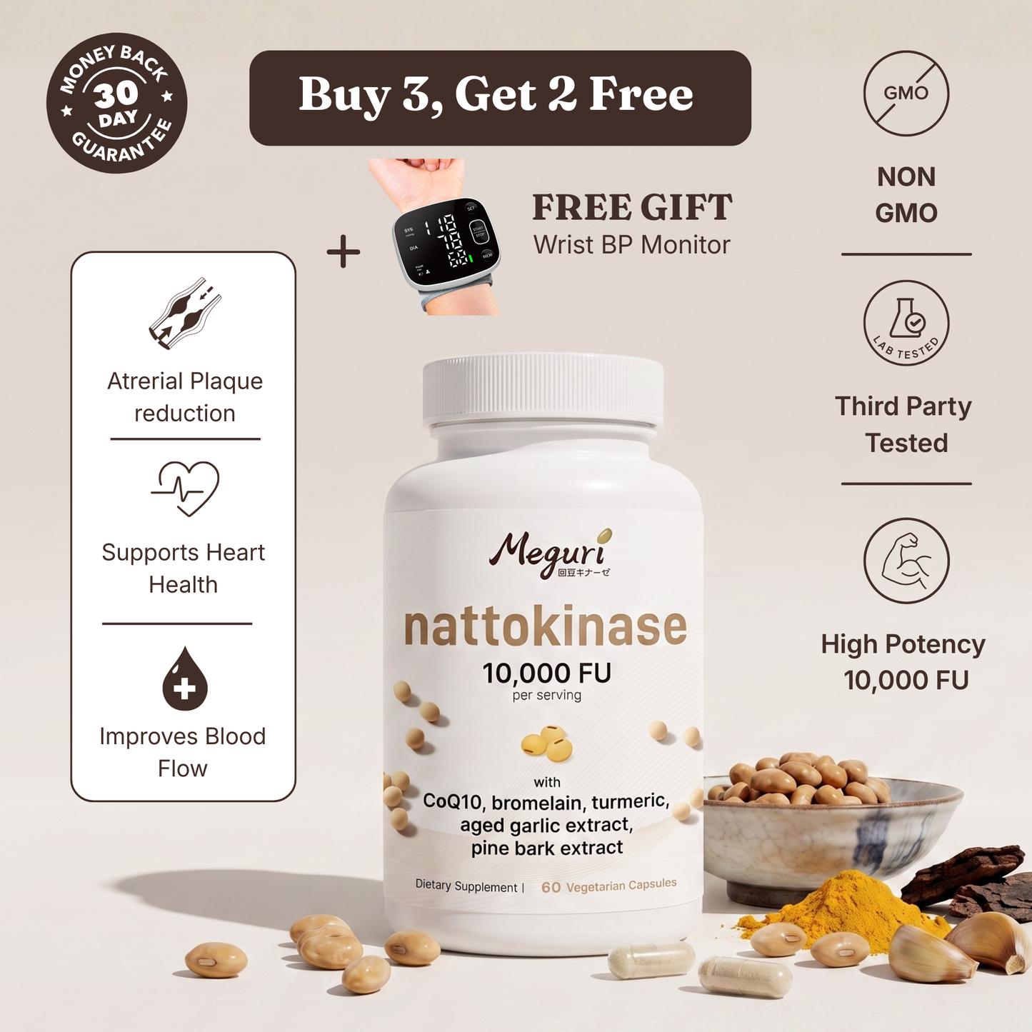 Meguri™ Authentic Nattokinase - 10,000 FU